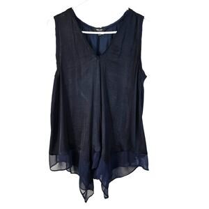 Simply Vera Wang Top Women's M Navy Handkerchief Hem Dark Romantic Fairycore